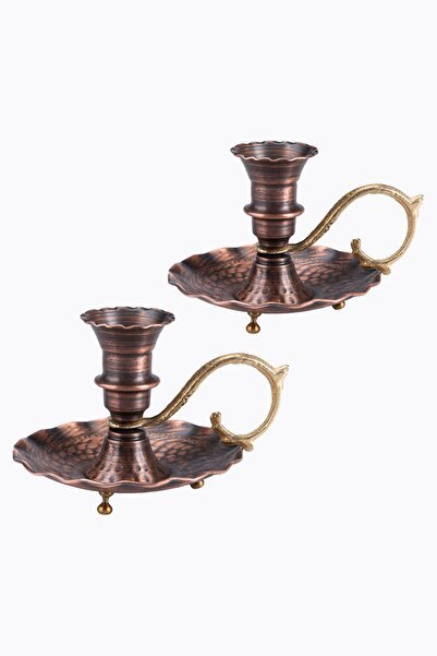 DMT COPPER HOME 2'li Set Gaziantep Bakır Şamdan Set Şamdan-mumluk Set El Işle...
