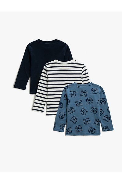 Koton Tricou cu mânecă lungă din bumbac cu decolteu rotund Set de 3