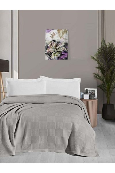 Mulberry Waflle Patterned Pique, Waflle Blanket, 100% Cotton, Thick Thread, Soft, Double 220*240-grey
