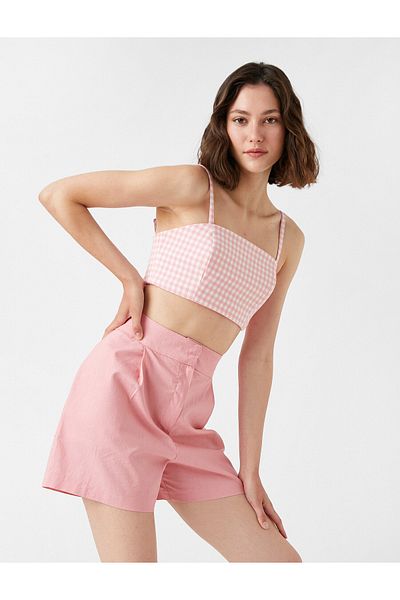 Koton Shorts mit weitem Bein aus Leinenmischung