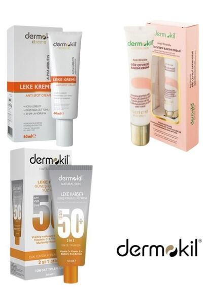 Dermokil Leke Karşıtı Güneş Kremi & Anti Spot Leke Kremi & Göz Çevresi Bakım Kremi 3 Lü Set