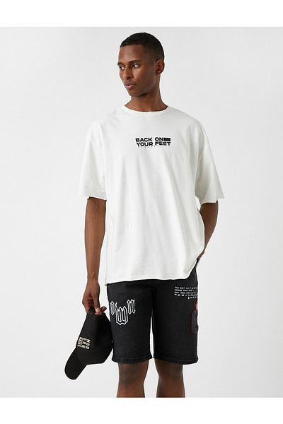Koton Bedruckte Jeansshorts aus Handtuchstoff
