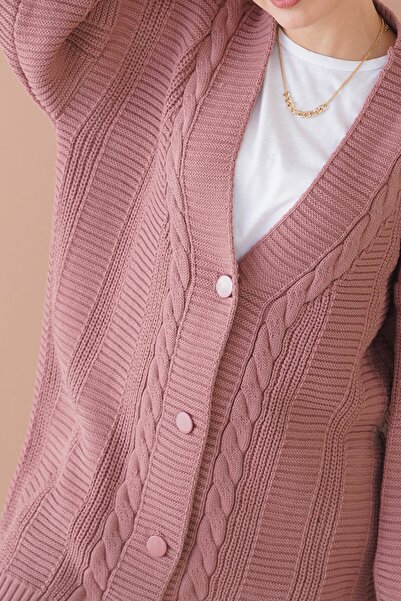 Bigdart 15768 Hijab Knitwear Cardigan - Dusty Rose