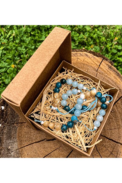Chi Zen Inhale Natural Stone Talisman Bracelet (Aquamarine, Brunette Mother o...