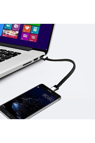 Ekoodukkan Huawei Samsung Xiaomi Android Uyumlu Deri Örgülü Bileklik Ve Type-c Şarj Kablosu 20cm