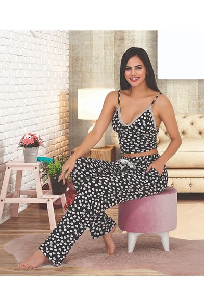 Yenimodam Set de pijamale pentru femei cu curea de frânghie 12533