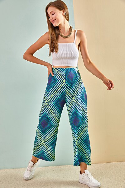 Bianco Lucci Dámské volné kalhoty s etnickým vzorem 3935