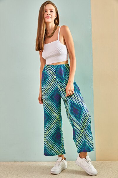 Bianco Lucci Dámské volné kalhoty s etnickým vzorem 3935