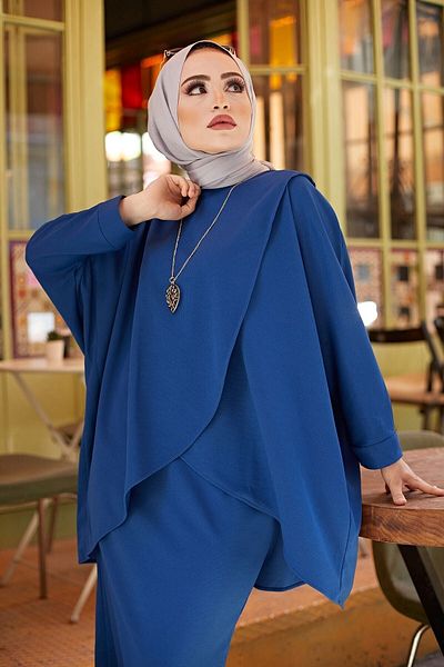 CEVHER Women's Skirt and Tunic Double Hijab Combination Set