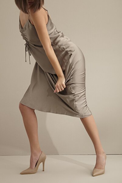 AYAKKABI PRENSİ 153 Mink Matte 10 cm Women's Stiletto, Platform Heeled Shoes