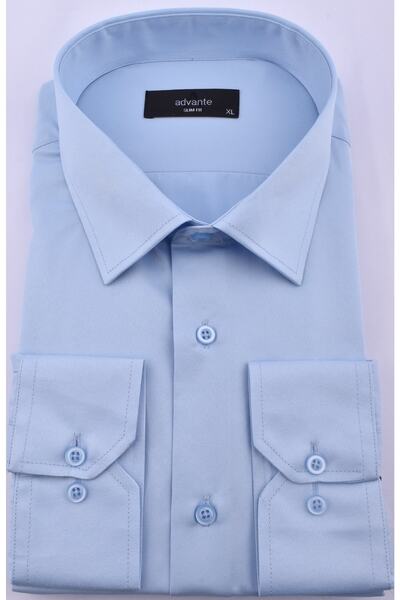ADVANTE قميص سليم فيت من الساتان من الألياف الدقيقة/أزرق/xl