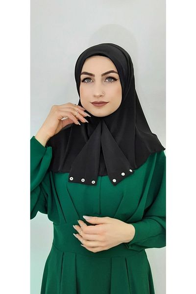 erasra class Snap Fastener Ready Shawl Hijap Μαύρο Χρώμα