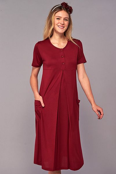 Flora Rochie Cămașă De Noapte Maternitate Roșu Claret