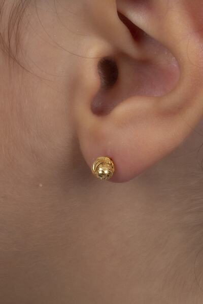 MÜCEVHER SARAYI 22 Ayar Altın Yivli Top Küpe