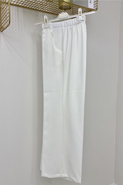 Famelin Geniş Duble Paça Beli Lastikli Kumaş Pantolon