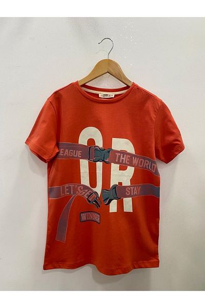Çikoby Boy's Orange Short Sleeve T-Shirt
