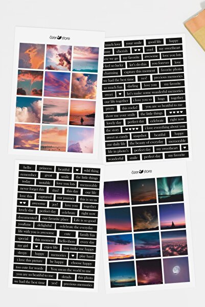 Özer Store Agenda adezivă colorată cu tematică Sky, set de autocolante cu orn...