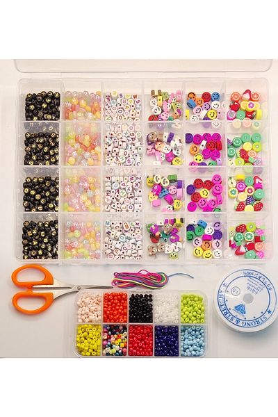 yiğit aksesuar 795 Piece Jewelry Making Set Fimo Letter And Sand Beads