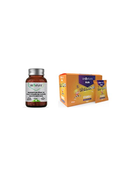 VeNatura Magnezyum Sitrat,p5p ( B6) 90 Kapsül + Çocuklar Için C 30 Saşe