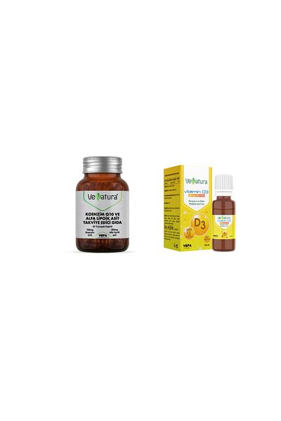 VeNatura Coenzyme Q10 and Alpha Lipoic Acid - 60 Capsules + D3 20 Ml Drops
