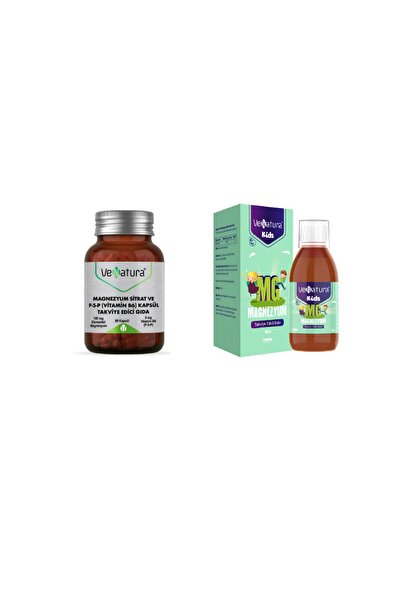 VeNatura Magnezyum Sitrat,p5p ( B6) 90 Kapsül + Çocuklar Için Magnezyum 100 Ml