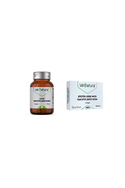 VeNatura 5-HTP 100 Mg 30 Capsules + Biotin 5000 Mcg 30 Tablets