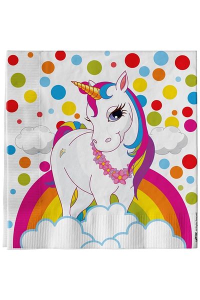 Kikajoy Σετ 16 χαρτοπετσέτες Rainbow Unicorn