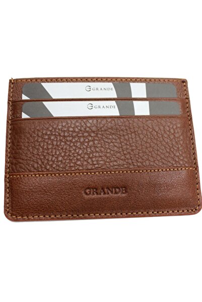 Grande Deri حافظة بطاقات رجالية من الجلد الطبيعي 100% من Grande 747 باللون البني