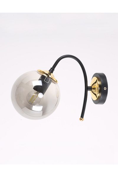 MŞ Aydınlatma Yoyo Black Gold Smoked Glass Sconce