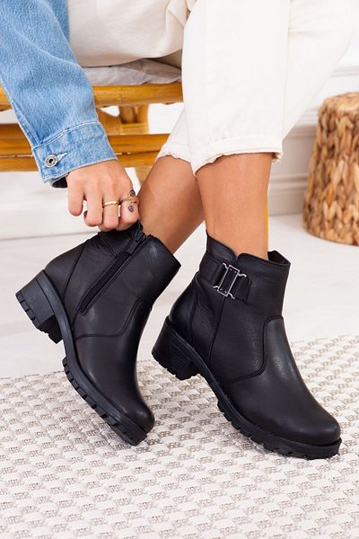 Adım Adım Women's Black Genuine Leather Non-Slip Sole Cold-Proof Daily Boots
