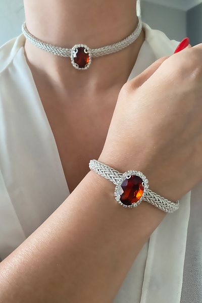 Liveyn Design Kebribar Color Crystal Necklace Bracelet Set