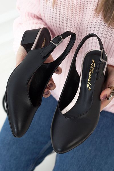 Adım Adım Black Short Heel Buckle Women's Daily Sandals
