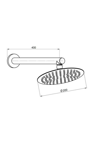 GPD Built-in Shower Head Oval Slim Metal 20 Cm Black Ads28-s