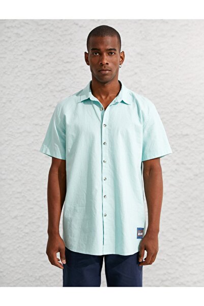 Koton Základní košile s krátkým rukávem ze směsi lnu