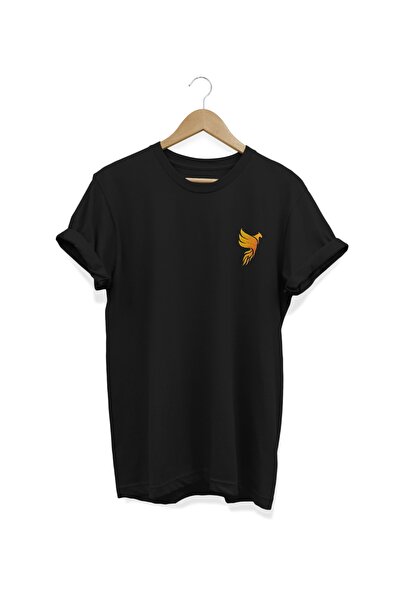 WİDİ Tricou negru cu imprimeu Phoneix Pocket