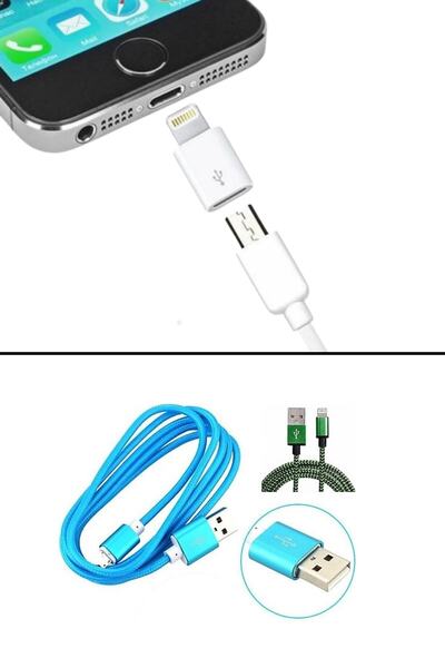 Buffer Iphone Ipad Uyumlu Micro Usb Dönüştürücü Adaptör Ve 1.5 Metrelik Iphon...