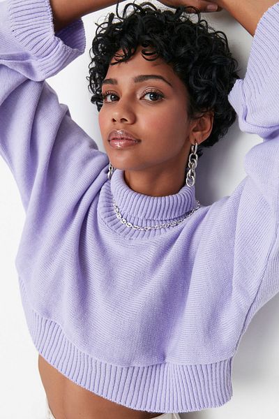 Trendyol Collection Lila Super Crop Basic Strickpullover TWOAW21KZ0163