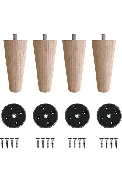 Dijital Bazar Ahşap Konik Ayak - Mobilya, Koltuk, Tv Ünitesi Uyumlu - 10 Cm H...