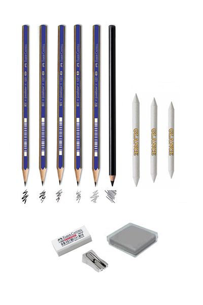 GLANCE Faber Graduated Art Marker Set Hb-b-2b-4b-5b Dough Eraser, sharpener, dispensing pens, eraser