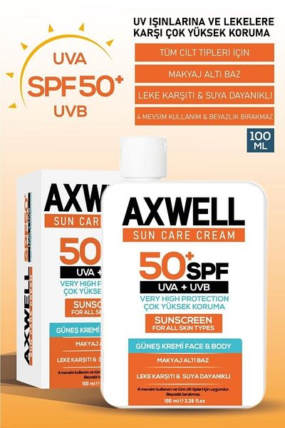 AXWELL SPF 50+ 3-Piece Deal Set - High Protection Sun Cream 100ml, Anti-Blemish Moisturizer