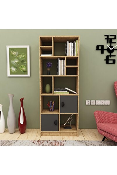 Just Home Julia Kitaplık - Safir Meşe / Antrasit