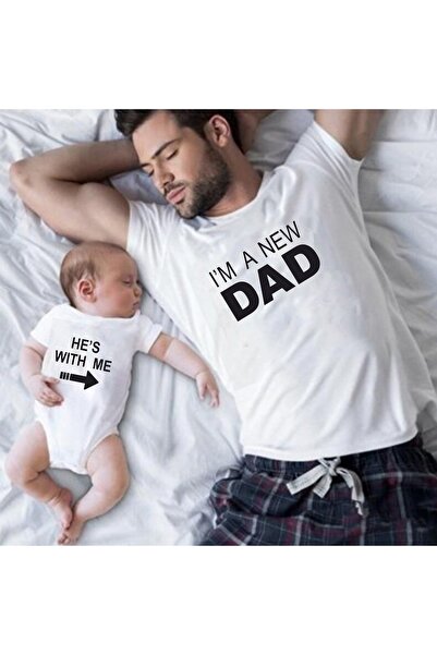 venüsdijital New Dad Baba Baby White Tshirt Bodysuit (Αυτό είναι ένα μόνο προϊόν, προσθέστε 2 κομμάτια στο καλάθι για να κάνετε έναν συνδυασμό)