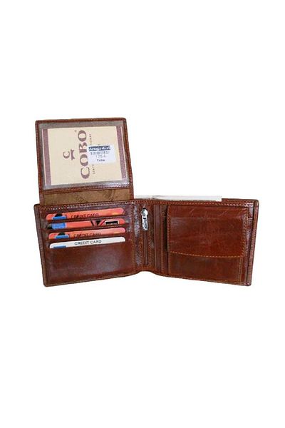 Zenga Мъжки оригинален кожен портфейл в кафяво