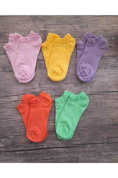 SOCKSHION Дамски цветни чорапи до глезена, 5 цвята, 5 чифта