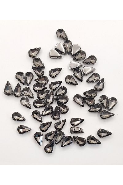 yiğit aksesuar 8x13 (1cm) Cased Strut Glass Stone Grey/smoked 20 Pieces
