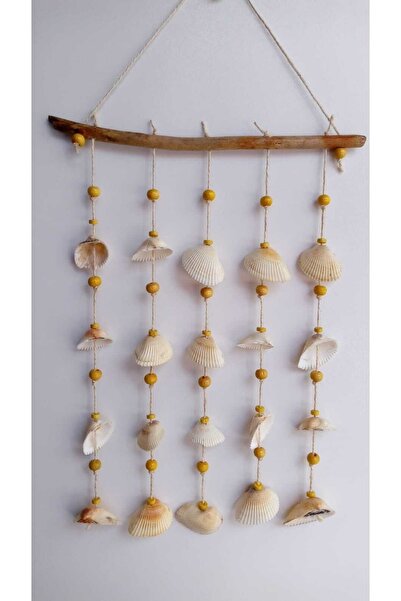 Genel Markalar Sarı Boncuklu Deniz Kabuğu Figürlü Rüzgar Gülü