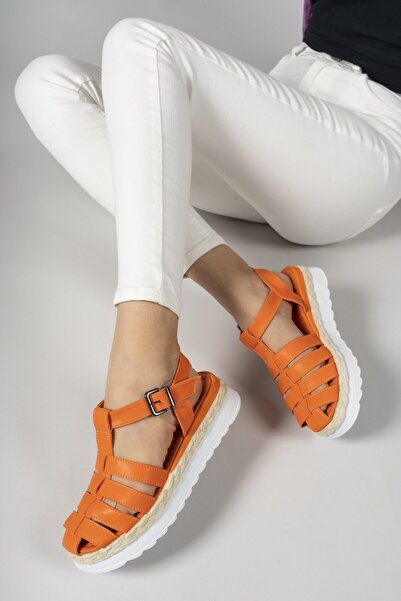 Riccon Oranžové dámské sandály00121404