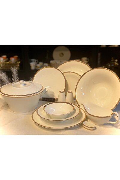 EVALIZA Coupe Paisley Altın Yemek Takımı 60 Parça