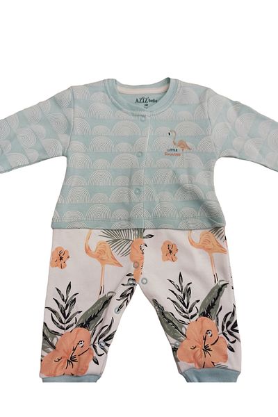 Aziz Bebe 0-6 Months Jumpsuit with Snap Fasteners Without Booties