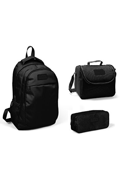 Coral High Kids Siyah Üç Bölmeli 3'lü Çanta Set